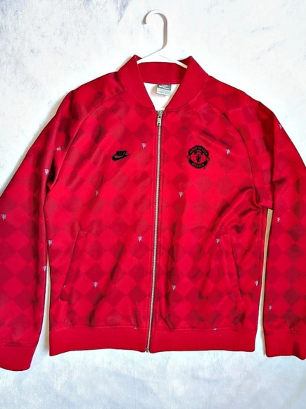 Nike Manchester United Red Checkered Track Jacket Men's Size Large